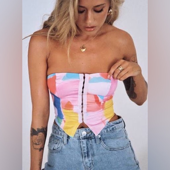 NWT Princess Polly Love All Strapless Corset Top in Multi Color Design Size 4 - Picture 5 of 12